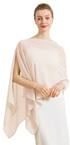 BEAUTELICATE Chal Estola de Gasa Elegante para Mujer Chifón Capa Poncho Ligera para Novias Bodas y Vestidos de Noche