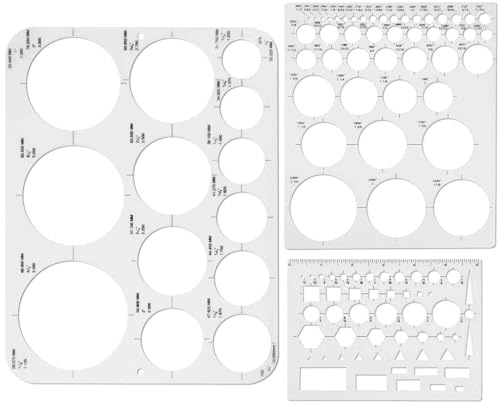 SenseYo 3 Pack Clear Soft Circle Stencil Template for Drawing, Geometric Architecture Drafting Circle Tools for Designing, Office, Studying