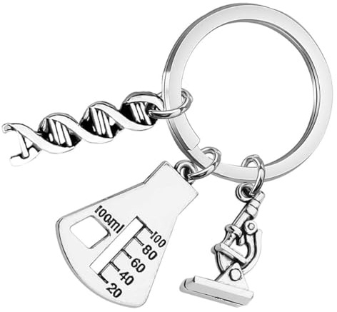 JOINPAYA Porte-Clés Chimie et Biologie Accessoire Léger et Décoratif Présent pour Professeur de Génétique Porte-Clés Dna Microscope pour Femmes et Étudiants
