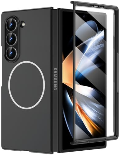 Fewdew för Samsung Galaxy Z Fold 7 fodral [kompatibel med MagSafe] med skärmskyddsfilm, hård PC ultratunn, reptåligt skyddshölje, stötsäkert fodral skydd för Galaxy Z Fold 7, svart