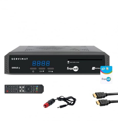 SIRIUS HD SERVIMAT Receptor de satélite + tarjeta Fransat + Cable HDMI + Cordón 12V