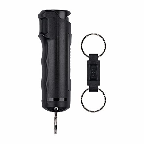 SABRE Fast Flip Top Pepper Gel Keychain with Quick Release for Easy Access, Gel is Safer, Maximum Police Strength Pepper Spray in Gel Stream, Easier to Use with Finger Grip for Accurate Aim