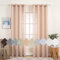 MIULEE 2er Set Voile Vorhang Sheer Leinenvorhang mit Ösen Transparente Leinen Optik Gardine Ösenschal Wohnzimmer Fensterschal Lichtdurchlässig Dekoschal Schlafzimmer 140x245cm (B x H) Pfirsich