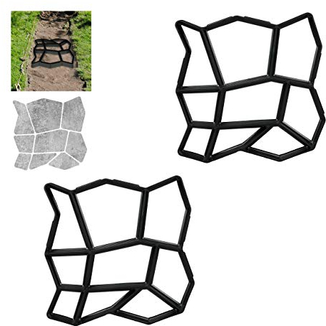 Relaxdays 2 x Pflasterform 9 Kammern, HBT: 3,5 x 35 x 35 cm, Pflastersteine streichen, Garten Trittsteine, Beton Gießform, schwarz