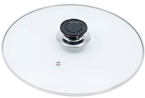 Tapa multiuso para ollas y sartenes, de CRISTAL TRANSPARENTE y acero inoxidable. TAMAÑO: 30 cm.