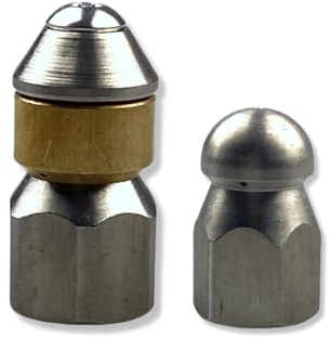 Lot de 2 buses de nettoyage de tuyau, 6 mm - 3 mm, rotatives rigides pour le nettoyage des tuyaux pour Kärcher WAP Alto et autres (6 mm, lot - embout rotatif et buse rigide)