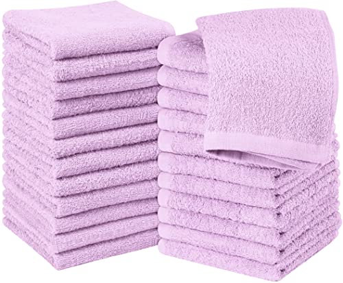 Utopia Towels Baumwoll-Waschlappen-Set – 100% ringgesponnene Baumwolle, hochwertige Flanell-Waschlappen für das Gesicht, sehr saugfähige und weiche Handtücher, 24 Stück, Lavendelfarben