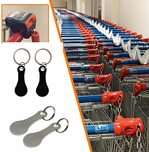 4Pz Portachiavi per il rilascio del carrello della spesa,chiave per carrello della spesa in acciaio inox,gettoni trolley, pratici gadget.