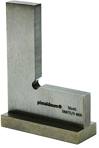 PIMALDAUM Ángulo de tope, ángulo plano de 90° con tope, patas 50 x 40 mm, según DIN 875/0, acero inoxidable