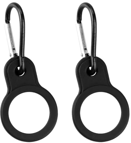 GLADFRESIT 2 Pack Silicone Water Bottle Clips, Portable, BPA Free, Black, For Outdoor Activities