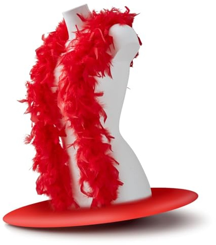 Runesol Boa Plumas Rojo, 50 gramos Boas de Pluma, 1.8 metros, Feather Boa para Fiestas, Hen Dos, Disfraz Despedida Soltero, Accesorios Concierto, Orgullo, LGBT