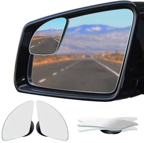 Ampper Fan Shaped Blind Spot Mirror, Frameless HD Glass Convex Wide Angle Stick on Blindspot Mirror Rearview Car Mirror for Car SUV and Truck (Large, Pack of 2)