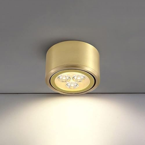 BFFGKGL Faretto da soffitto a LED per Camera da Letto in Ottone Faretto da Incasso a Superficie Faretto d'accento orientabile a 45° Apparecchio per corridoio Cucina Soggiorno Faretto direzionale Sala