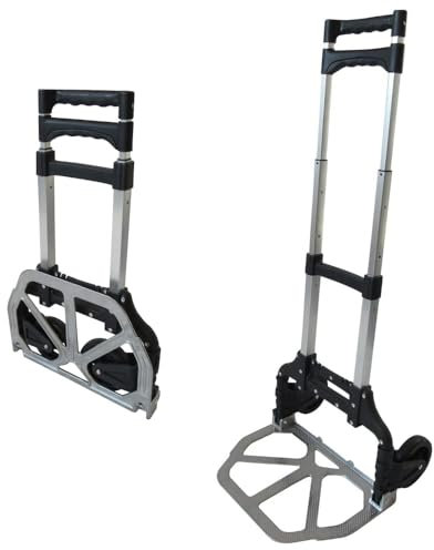 eacommerce - Carrello Portatutto Pieghevole in Alluminio | Portata 70 Kg | Leggero e Richiudibile | Ruote in Nylon Silenziose | Manico Telescopico Estensibile fino a 101 cm