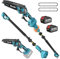 SEESII 2-in-1 Elagueuse sur Perche, Mini Tronçonneuse Brushless 6 Pouces avec 2 x 4000 mAh Batteries, Coupe Branche Telescopique, Portée 4,87 M, Idéal Extérieur & Jardinage