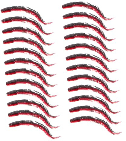 TOBBOMEY Leurre Souple en PVC Réaliste 30pcs Texture Flottante pour Pêche Bass, Appât de Ver pour Leurres Souples et Pêche Sportive