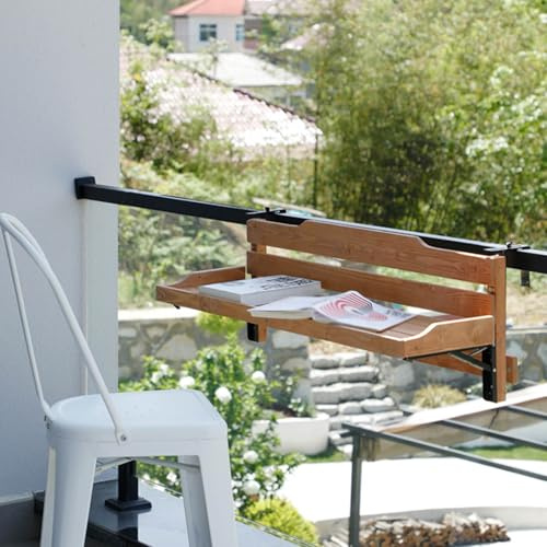 Tavolo da Balcone Sospeso Con Ringhiera Per Terrazza，tavolino Pieghevole da Parete Per Tutte Le Stagioni，scrivania Sospesa A Parete Per Piccoli Spazi，tavolo da Bar da Balcone Regolabile Per Esterni