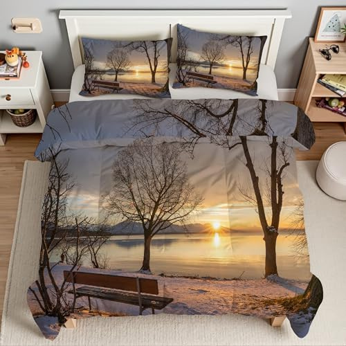 Piumino Matrimoniale Lago Trapunte Sole Piumone Imbottito Resistente Lavabile, Super Morbida Trapunta, piumini 220x240 cm in Microfibra Reversibile e 2 Federa 50x80 cmT1601