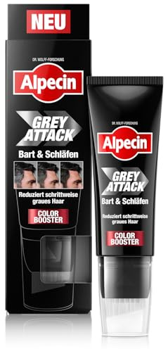 Alpecin Grey Attack Bart & Schläfen Color Booster 50 ml - Graue Haare an Bart und Schläfen abdecken - Für natürlich dunkles Männerhaar - Schrittweise Repigmentierung, mit 5,6-DHI-Technologie