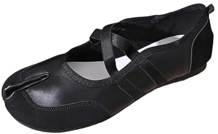 Chaussures Plates Tabi pour Femmes Ballerines à Bout Rond Fendu Bride à Boucle Plates Mary Janes Mocassins Tabi Shoes Split Toe pour Voyage et Usage Quotidien