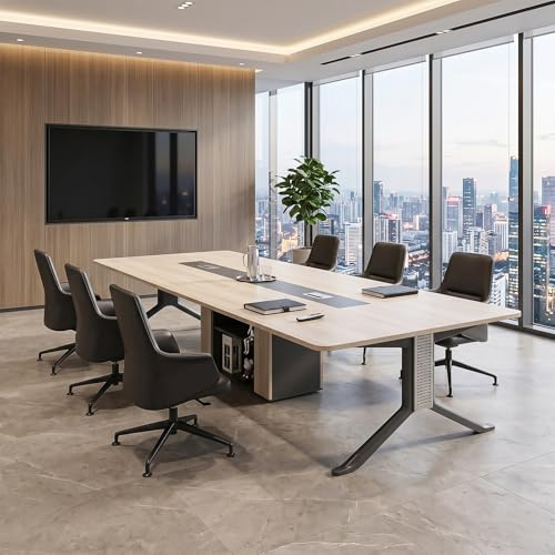 Grande tavolo da conferenza per ufficio – Tavolo riunioni modulare con spazio di archiviazione e gestione cavi, tavoli da conferenza per meeting e seminari, scrivania direzionale(280*120*75cm)