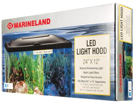 Marineland LED Light Hood For Aquariums, 24 Inches By 12 Inches, Natural Shimmering Light With Night Light Effect
