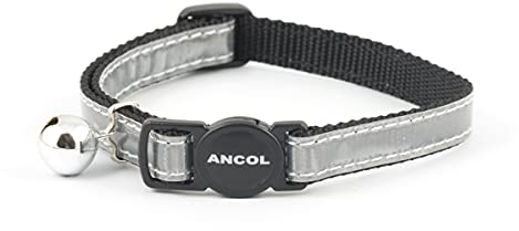 Ancol Safety Cat Collar Gloss Reflective in Silver - Comfortable Pet Accessory with Break Away Buckle - Kitten Training Walking Neckband