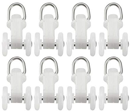 uxcell Curtain Track Plastic Twin Wheeled Carriers Drapery Rail Sliding Glider for Window Shower Curtain 12mm Wheel Dia Square Track 30 Pcs