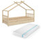 VitaliSpa Hausbett 90x200 cm Design mit 2 Schubladen und Matratze - Braun 208x148x97 cm hergestellt aus Holz - Bett für Schlaf- und Spielbett, Macht Jede Nacht zu einem traumhaften Erlebnis
