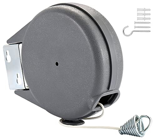 Corde à Linge Rétractable 15 Mètres,Doweiss Corde à Linge Extensible à Fixer Murale pour Intérieur et Extérieur Séchoir Fils Etendoirs Réglable à 15M