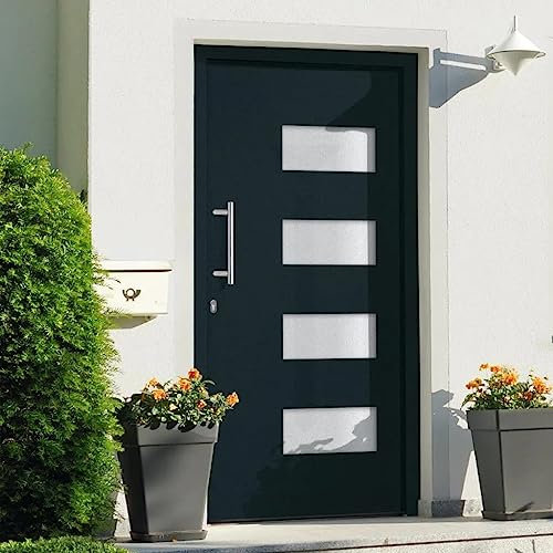 INLIFE Puerta de entrada de aluminio y PVC, antracita, 110 x 210 cm, 74,13 kg, 3056829