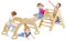 RELAX4LIFE 4 in 1 Triangolo da Arrampicata con Scivolo per Bambini, Arco da Arrampicata e Scala per Arrampicarsi in Legno, Montessori Giocattoli Bimbi 2 3 4 5 Anni (Naturale, 1)