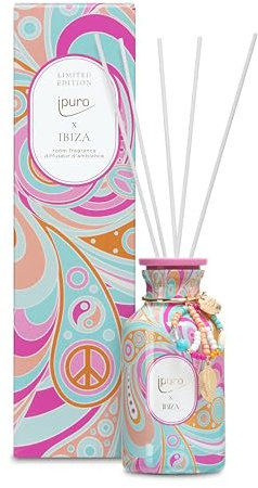ipuro x Ibiza Raumduft 240ml - Limited Edition Sommerduft mit Pfeffer Ylang & Vanille - Exotischer Duft für lebendige Atmosphäre - Raumerfrischer Lufterfrischer für die Wohnung - Diffuser mit Stäbchen