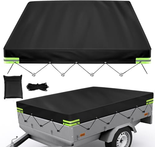 Anhänger Plane 210 x 114 x 10, Anhänger Abdeckplane, 750 kg Trailer Flat Tarpaulin, Anhängerplane 420D Material Wasserfest Winddichte for pkw Anhänger Plane