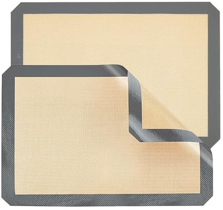 2 Tappetino da Forno in Silicone, 40 × 30 cm Materiale da Forno in Silicone Resistente al Calore, Tappetino da Cucina Grigio per Cottura, Amaretti, Biscotti, Pasticcini, Pane