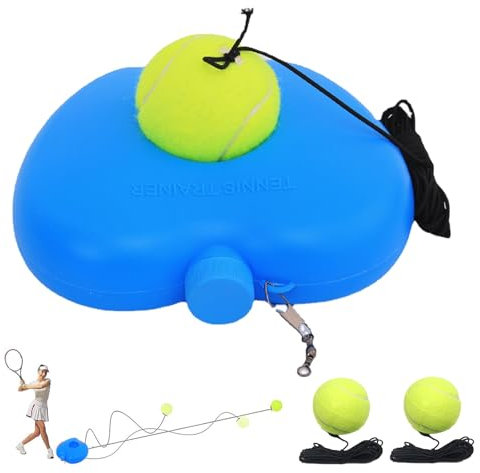 Funmo Tennis-Trainer Tennistrainer Set Trainer Baseboard Set mit 2 Rebound Ball, Selbststudium Übungs-Trainingswerkzeug Tennistrainingsausrüstung für Erwachsene Kinder Spieler Anfänger