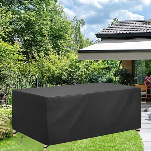 AEXOIO Cubierta para mesa de jardín, 190 x 80 x 110 cm (largo x ancho x alto), lona impermeable para muebles de jardín, funda protectora, tejido Oxford 600D, resistente al invierno, para muebles de
