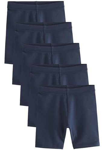 NEXT Ragazza Confezione da 5 Shorts Ciclista Elasticizzati in Misto Cotone più Lunghi Blu Marino 5 Anni