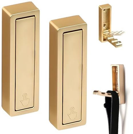 LIUQOBN 2pcs Foldable Wall Hooks for Hanging Heavy Duty Aluminum Alloy Foldable Coat Hooks for Hanging Coat, Bags & Hat (Gold)