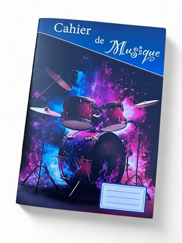 Générique Cahier de Musique – 40 Pages – Portées & Pages de Notes – Format 21x30 cm – Couverture Couleur à Personnaliser – Idéal Élèves, Cours et Apprentissage (Batterie)