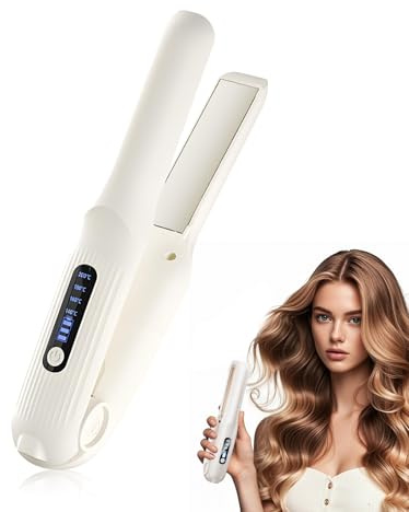 atnayo Cordless Hair Straighteners, 2 In1 140-200°c Portable Cordless Hair Straightener, USB C Rechargeable Hair Straighteners with 3000ma Battery with 4 Temperature Levels