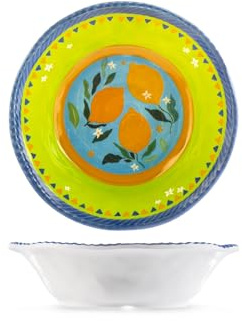 H&H Set 6 Piatti Fondi Gipsy Ø20 cm – Piatti in Melamina Decorata, Resistenti e Leggeri, Lavabili in Lavastoviglie, Max 70°C – Ideali per Uso Quotidiano Outdoor