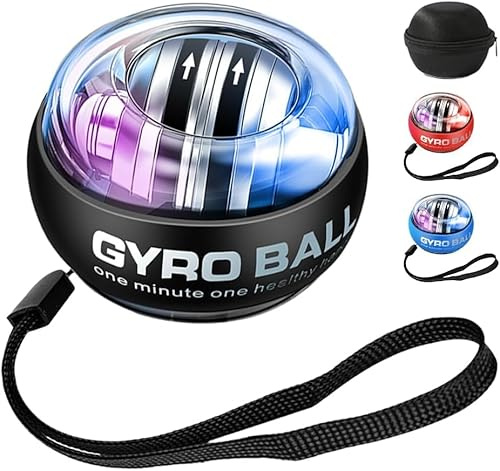 Wrist Trainer Ball,Gyro Ball,Vital Wrist Ball,Auto-Start Wrist Strengthener Exerciser Gyroscopic Forearm Exerciser, Enhance Grip Strength,Hand Strengthening Devices, Adjustable Resistance-Black