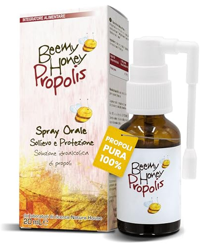 Natura House, BeeMy Honey PROPOLI SPRAY Gola Sollievo e Protezione, 20ml, Spray Orale per Mal Di Gola, Integratore Alimentare in Soluzione Idroalcolica, 100% Origine Naturale, Made in Italy