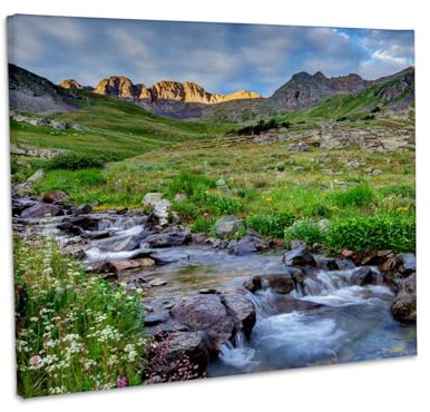 3dRose USA, Colorado. Sunrise on stream, American Basin, San Juan Mountains. Museum Grade Canvas Wrap 20x16