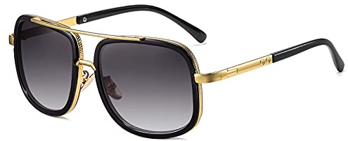 SHEEN KELLY Retro Vintage Baratas para Mujer y Hombre Marco de metal Grandi gafas de sol Metal Pilotos Espejo