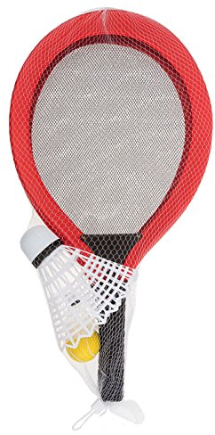 Idena 40003 - Softballspiel mit XXL Federball und 2 weiteren Bällen, ca. 67 cm, in zwei Farbvarianten, sortiert, ideal im Sommer für Garten, Park oder Strand