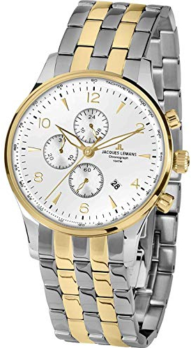JACQUES LEMANS Herrenuhr London 1-1844 massiv Edelstahl ip-Gold/Bicolor 1-1844ZH