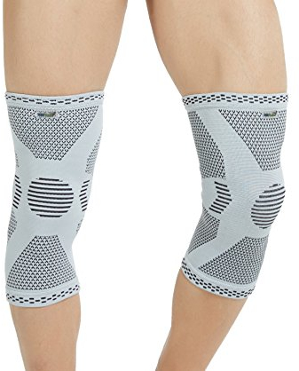 Neotech Care Bamboo Fiber Knee Support - Lightweight, Elastic, Comfortable & Breathable Fabric - Sleeve Brace for Men, Women, Youth - Right or Left (Grey Colour, Size L, 1 Pair)