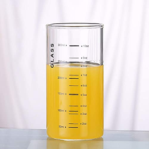 Verre doseur transparent en verre borosilicate résistant à la chaleur pour eau, café, lait, jus de fruits, boissons - 300 ml